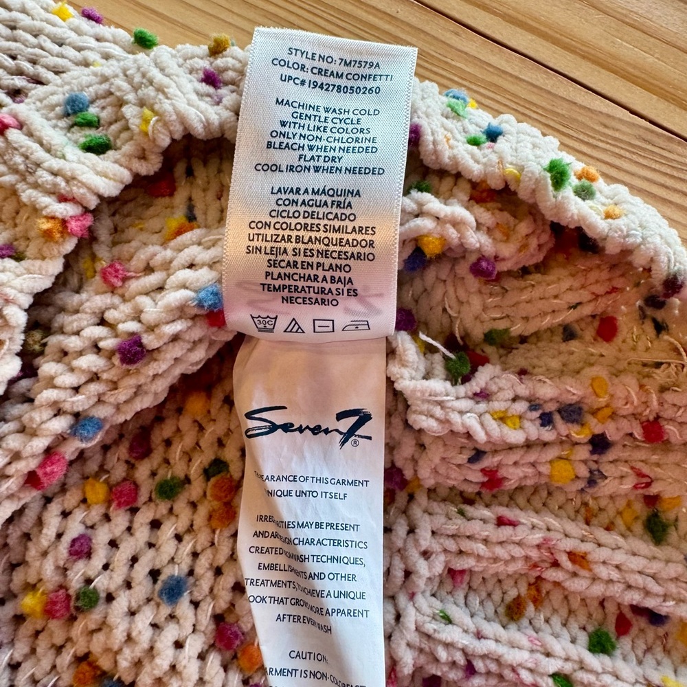Seven7 Sweater Confetti Multicolor Polka Dot Pullover Women’s Small - Picture 7 of 9